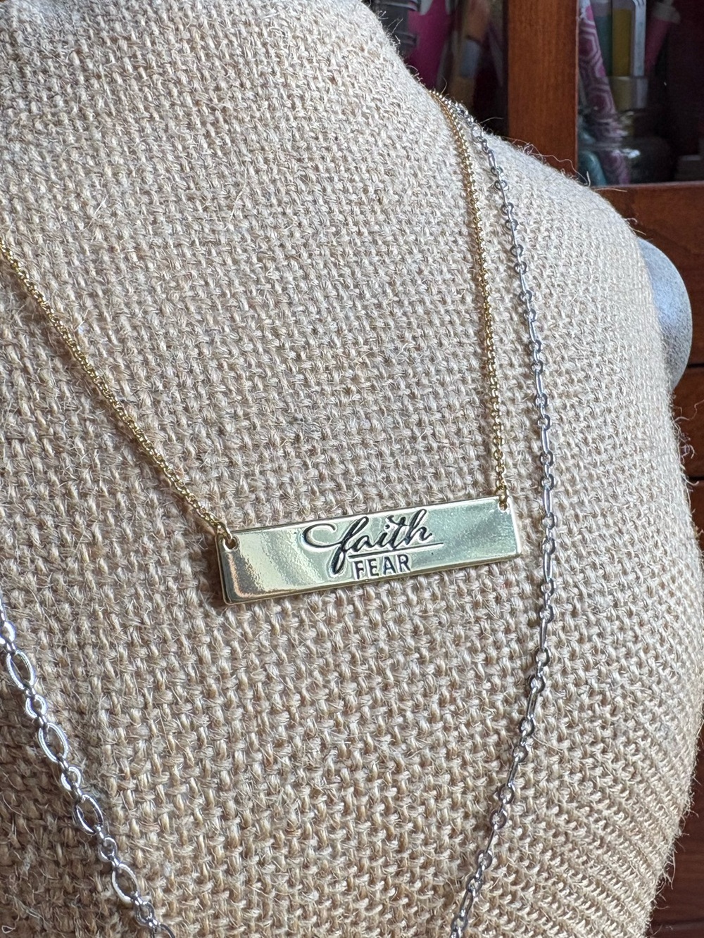 Origami Owl Faith Over Fear Bar Necklace